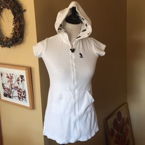 DISNEY PARKS size SMALL Terrycloth Swim Hoodie ZIP-Front Romper EARS LOGO cozy